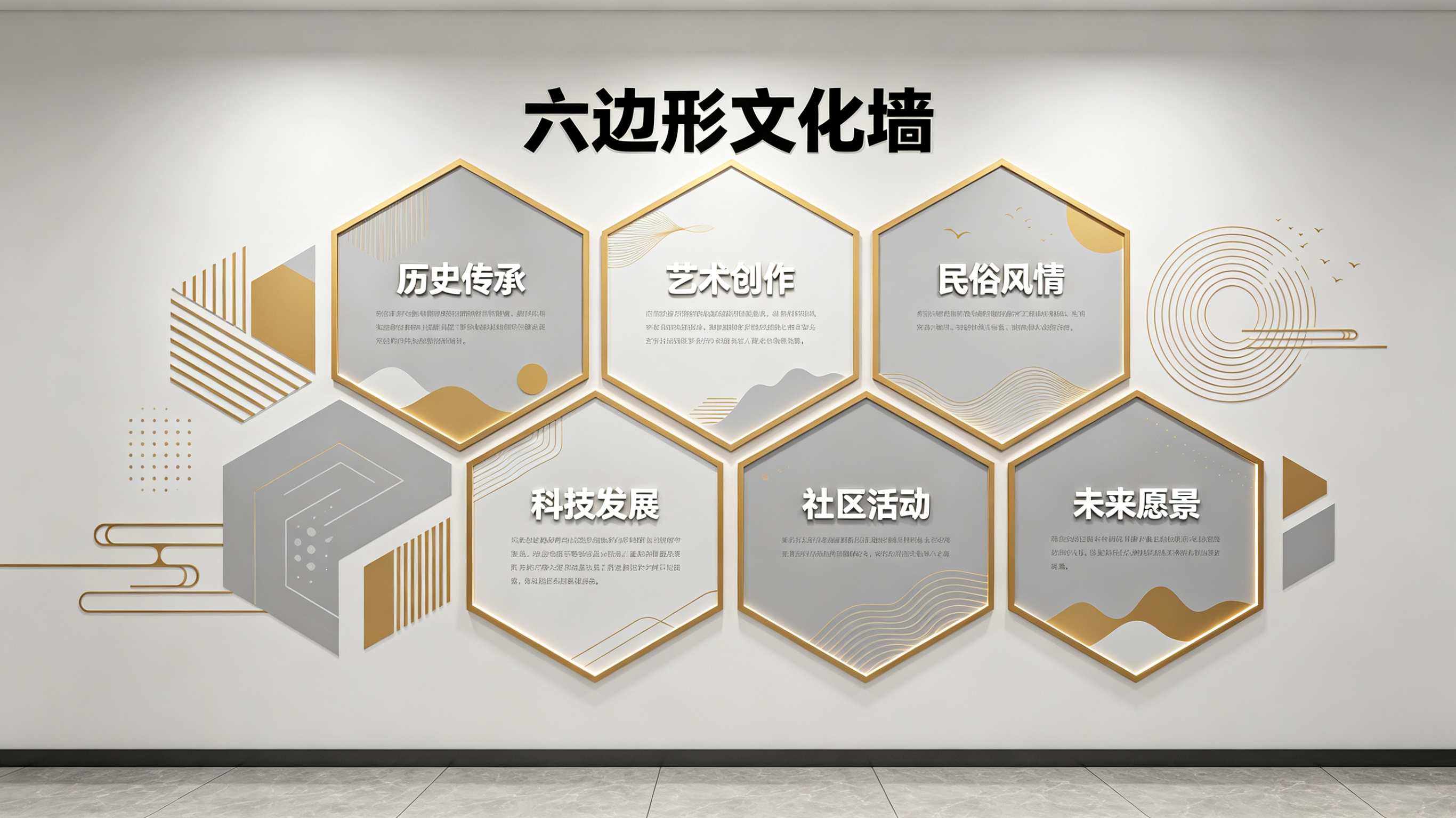 洞口企业文化墙 | 六边形信息美学